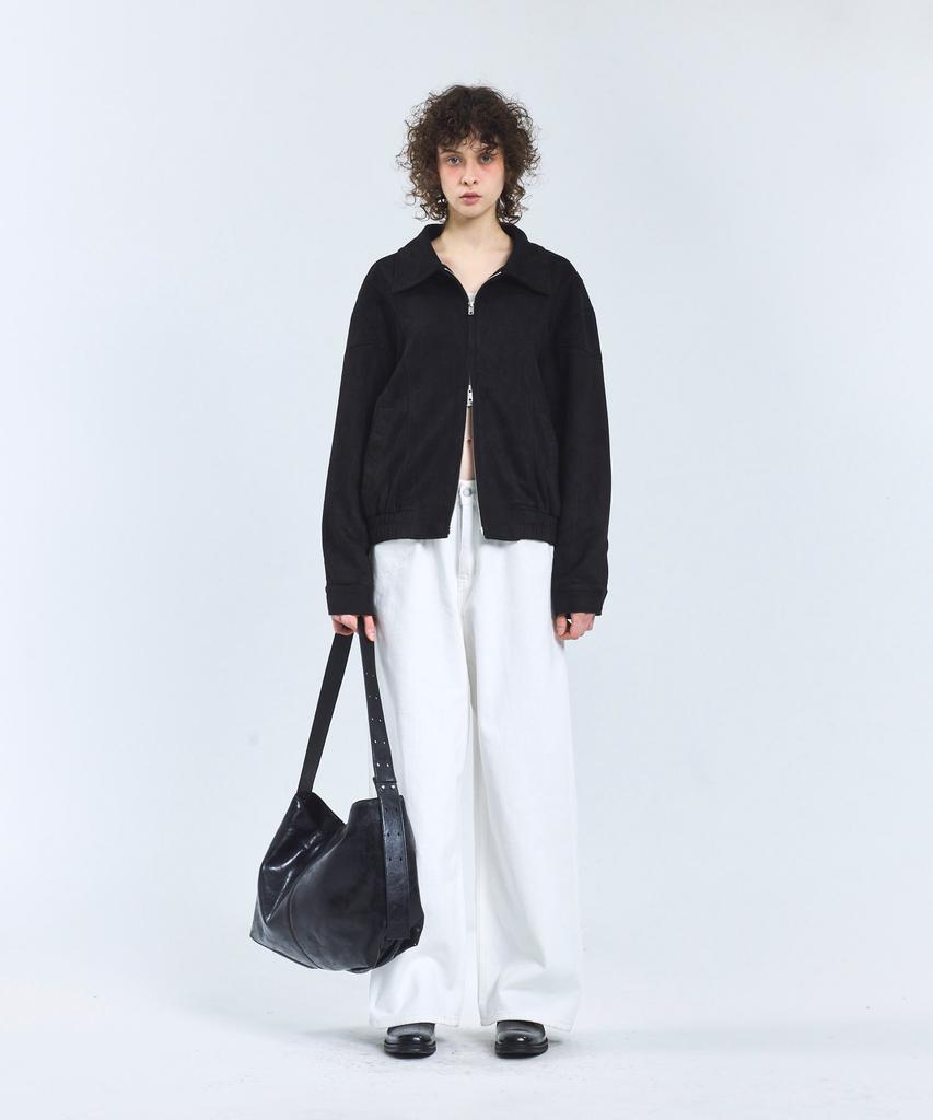 Standarderror 87-Stan061 Layer Line Suede Blouson Jacket Black