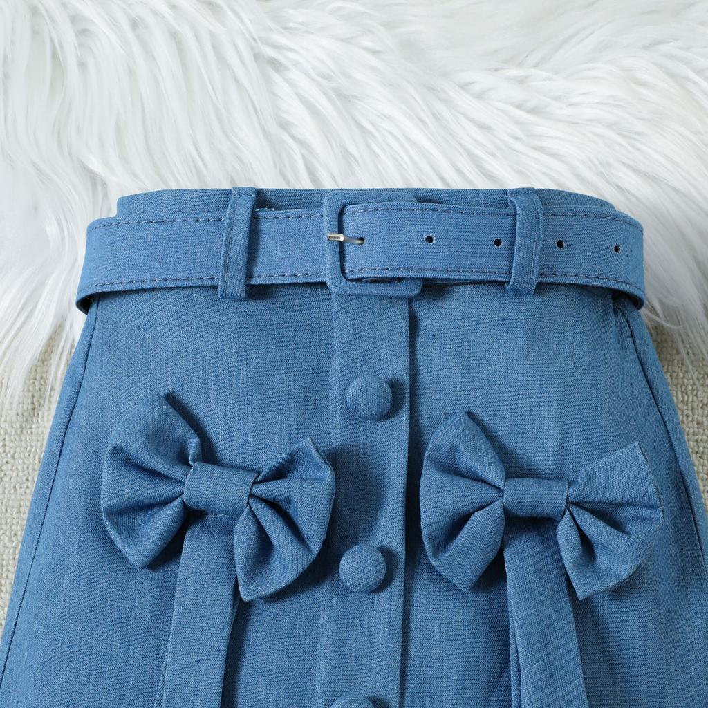 2-6J Kinder Sommerkleider für Mädchen Neu Fliegenärmel Neckholder Schleife Top + Rock Anzug Personalisierte Kleidung