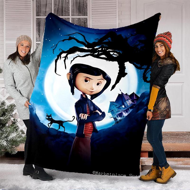 Coraline printed throw blanket—soft,warm;versatile blanket for all seasons—perfect as &air-conditioning throw,nap blanket