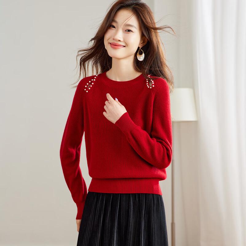 Srcr Women's Bead-Embellished 100% Wool Knit Sweater