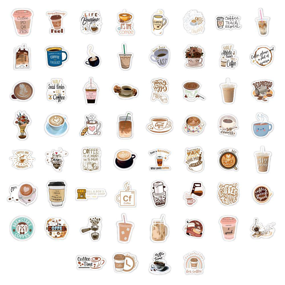60 Coffee-Themed Digital Stickers for iPad, Phone, Laptop, or Diary - Personalized Graffiti DIY Set