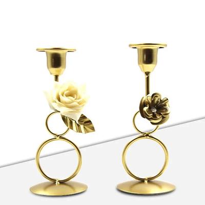 Nordische Rose Kerzenständer Metall Eisen Handwerk Hochzeit Kandelaber Blumen Ring Wachskerzenständer Esstisch Mittelstück Dekoration