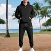 Herren Winter Warm Fleecegefüttert Lässig Arbeitskleidung Set Kapuzenpullover Hose Sportlich Streetwear