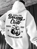Retro Brytyjski Bokserski Motyw Fitnessowy Męska Bluza Hip Hopowa Sportowa, Logo Klubu Bokserskiego I Oznaczenie Roku z Tyłu, Wygodny Sportowy Pulower Oversize