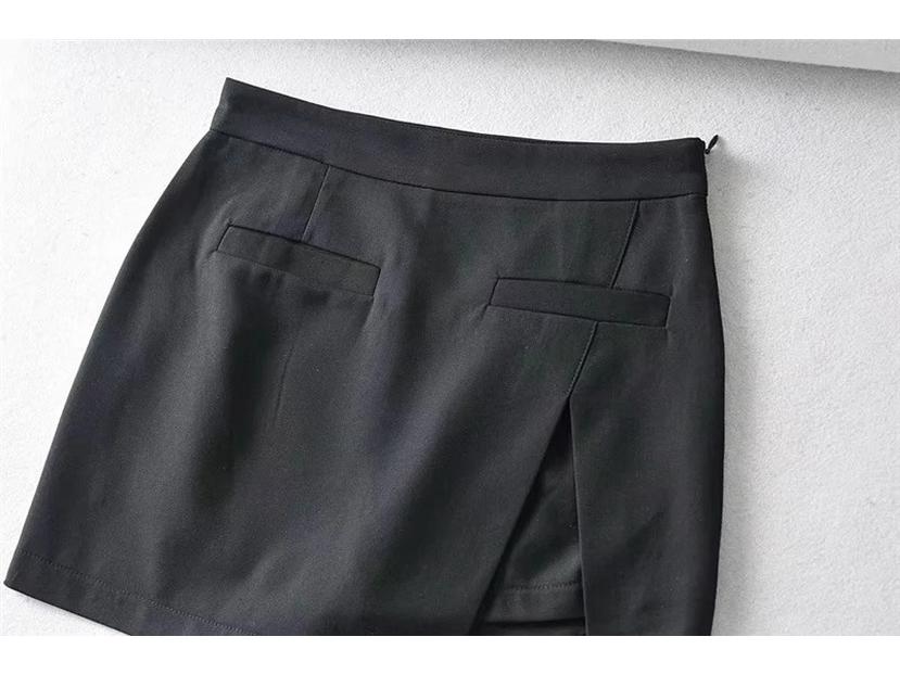 Summer 2024 High-Waist A-Line Midi Skirt with Slit - Women's Slimming, Anti-Exposure Bodycon Design