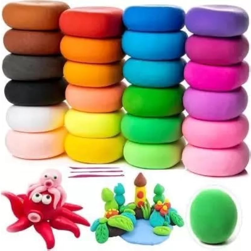 Eclet (Paquete de 12) Arcilla de Secado al Aire, Arcilla Suave de Colores para Niños, Manualidades Artísticas Creativas, Regalos Para Niños-Multicolor. No tóxico