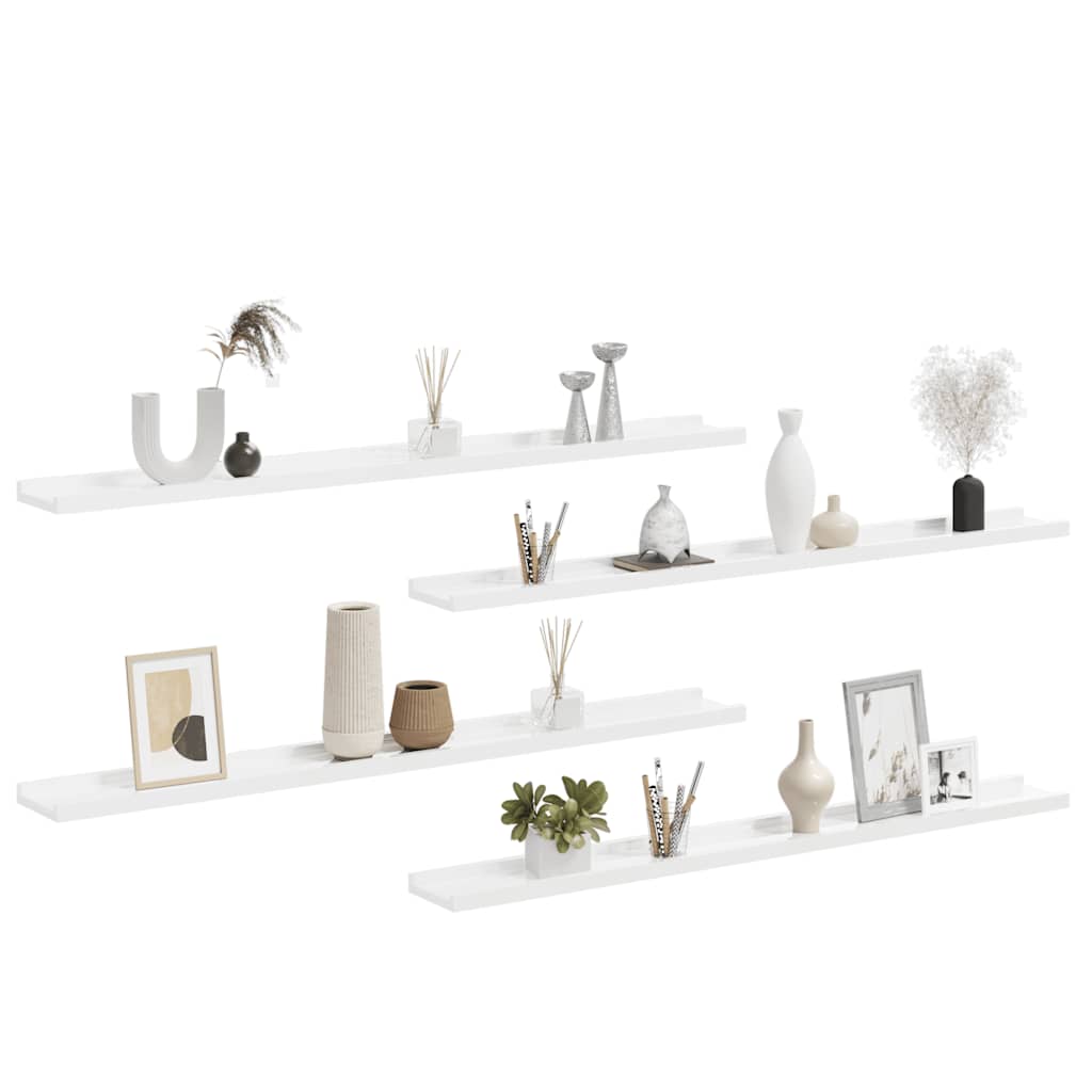 Wall Shelves 4 pcs High Gloss White 100 x 9 x 3 cm
