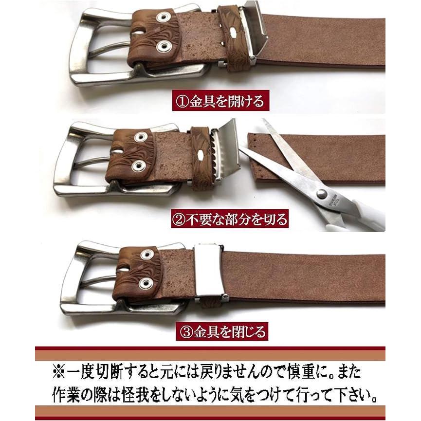 Used HANG OVER Tochigi Leather 4.0cm Made In Japan Men's Gentleman Genuine Leather Nume Leather Leaf Pattern Tochigi Leather Belt 2 (Brown 2, Free