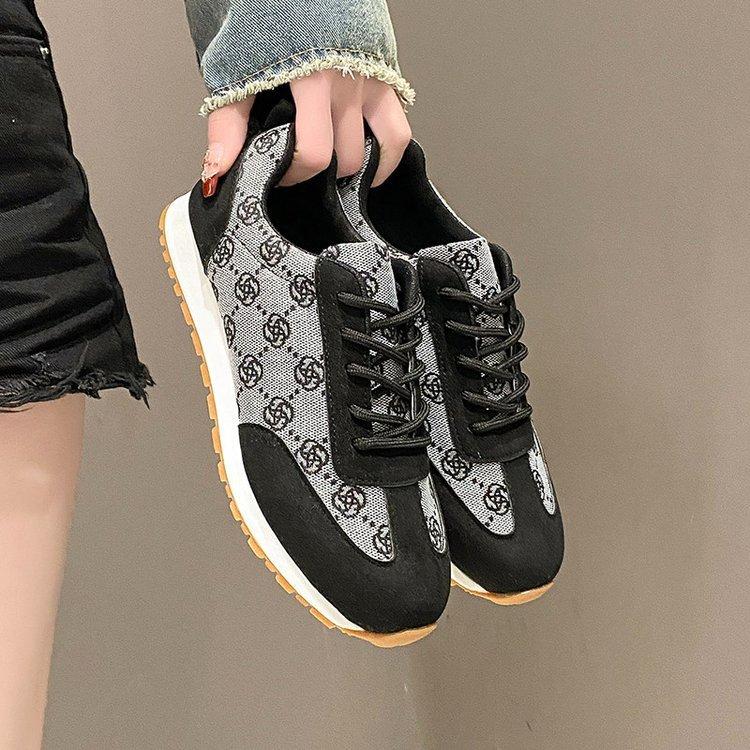 Color Matching Cross-strap Casual Single Shoes Spring and Autumn New Comfortable Versatile Sports Shoes Large Size Women's Shoes