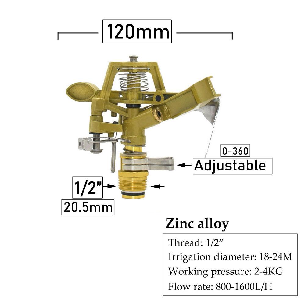 1/2 3/4 1 1.5 2 Female Thread Big Covering Range Sprinklers Farm Garden Irrigation Watering Rain Gun Metal Lawn Sprinkler