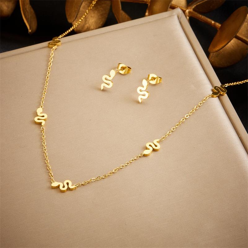 DIEYURO 316L Stainless Steel Tree of Life Turquoise Golden Necklace Earrings For Womens New Party Gift Fashion Jewelry Set