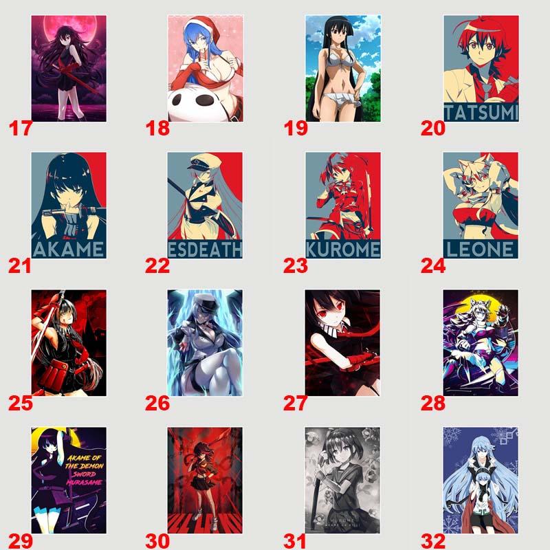 Akame Ga Kill Anime-Poster und Drucke, Wandkunst, Dekoration, weißes Papier, dekorative Gemälde, Bilder, Wohnzimmer, Zuhause, Wandbild