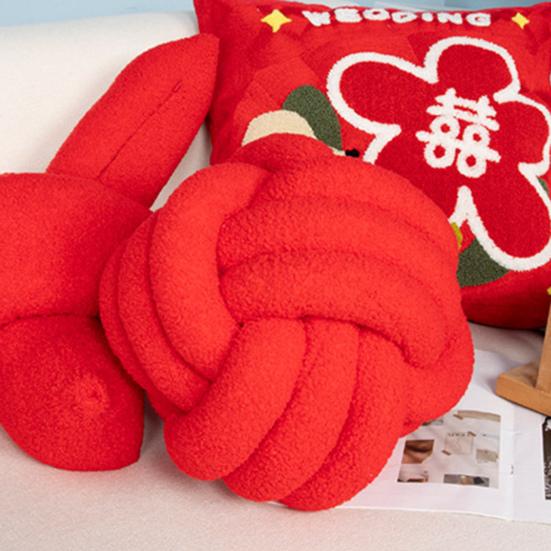Pute Manuell Flettet Knute 22cm Rund Kuleform Sherpa Elastisk Soveselskap Sofa Dekorasjon Pyntepute Fotograferingspute