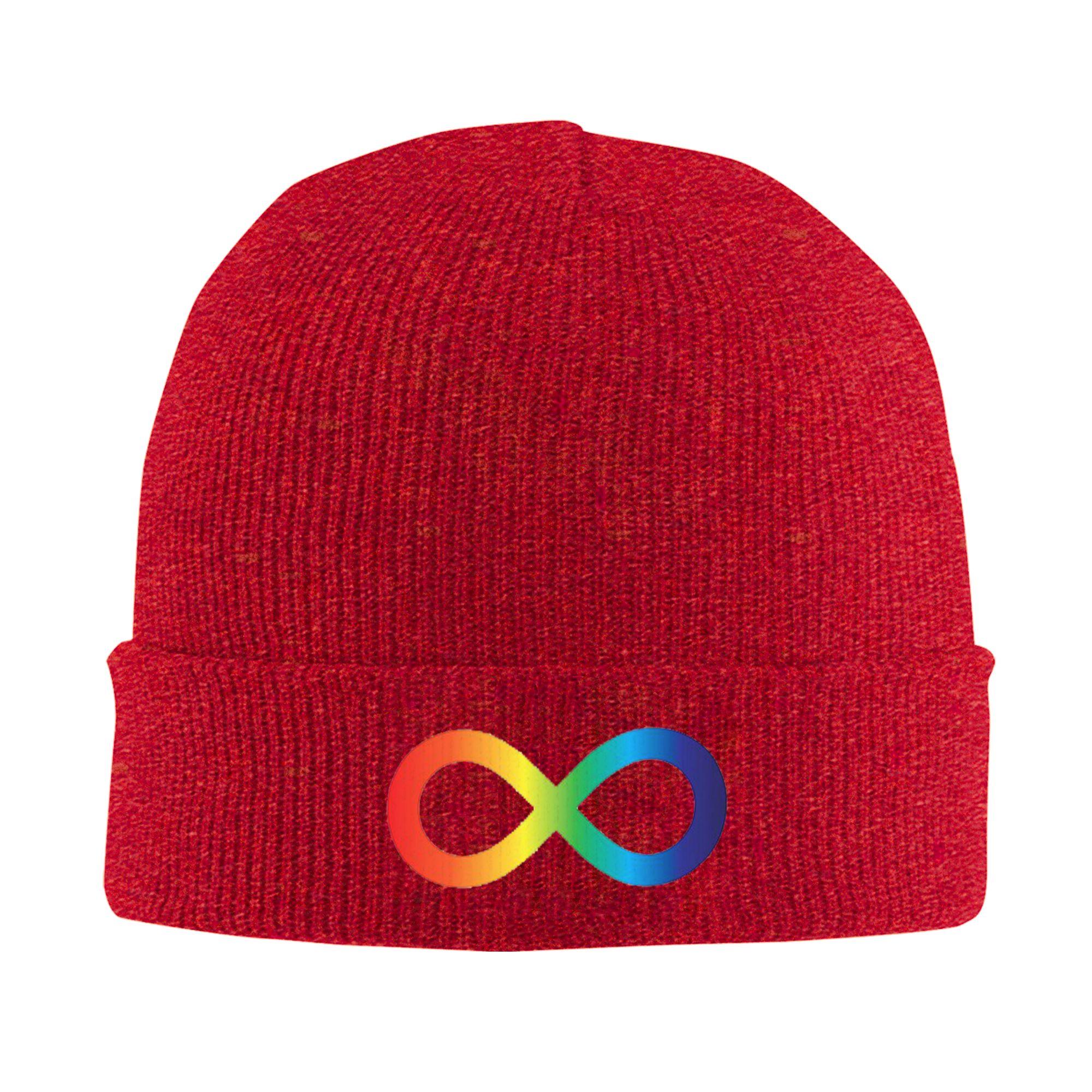Rainbow Infinity Symbol Autism Acceptance Embrace Neurodiversity Awareness Winter Skullies Beanies Hat Warm Knitted Bonnet Caps One Size