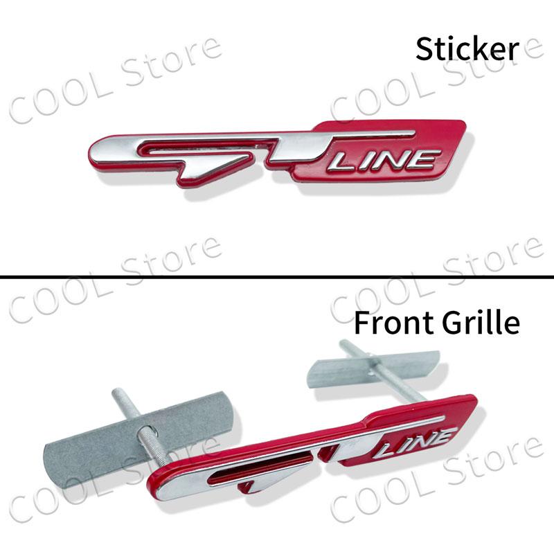 ART1   GT line Car Emblem Metal Side Fender Trunk Badge For Kia K3 K5 K9 Forte Ceed Cerato For Peugeot Car Front Hood Grille Decoration