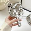 Liquid Shape Handheld Mirror Silver Vanity Mirror Beauty Makeup Mirror  Women