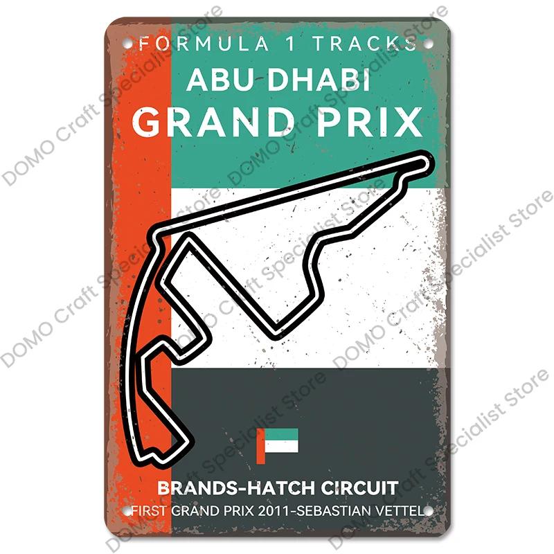 Afiș pentru circuitul de curse F1 Semne de tablă vintage din metal Monaco Spania SUA Garaj Placă metalică retro Garage Bar Pub Club Decor de perete de acasă