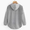 Women's Autumn and Winter Plus Size Sweatshirt Striped Loose Hooded Knit Long Sleeve Pullover Jacket