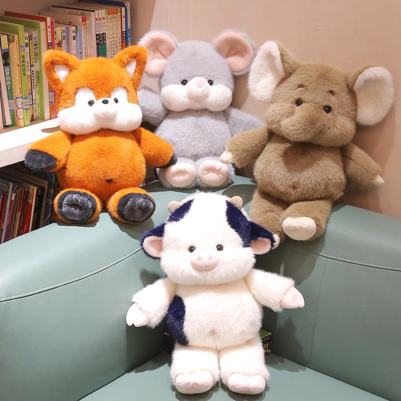Non-Toxic 48Cm Cute Plush Toy Elephant Fox Cow Mouse Stuffed Animal Doll Huggable Christmas Birthday Gift