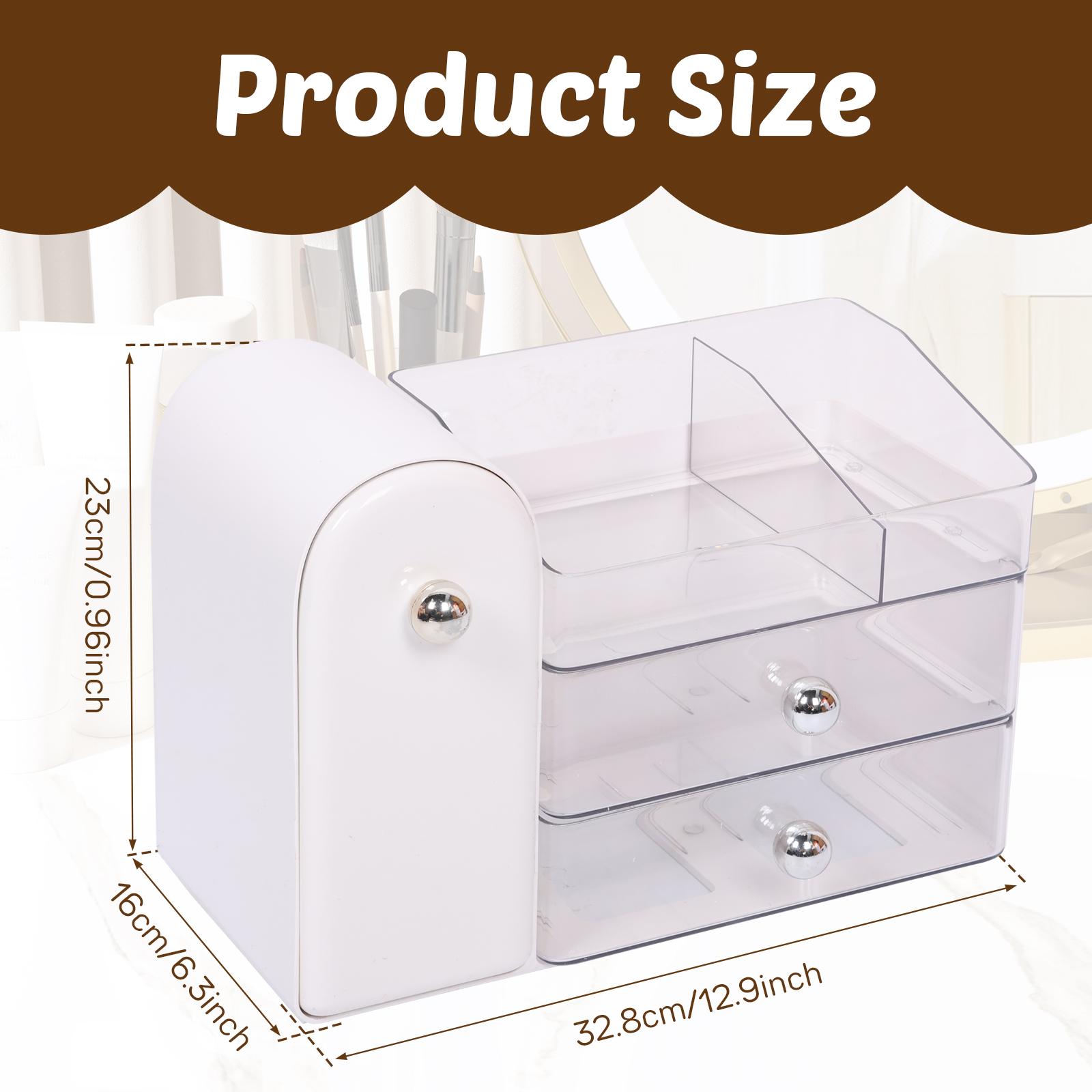 

Desktop Cosmetic Storage box Makeup Organizer Vanity Brush Stand Lipstick Perfume Nail Polish Display Dressing Table Storage білий