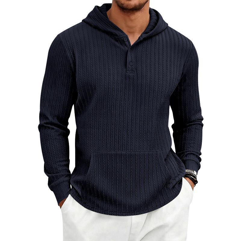 Pánská mikina s kapucí, dlouhým rukávem, pruhovaná, ležérní, pullover