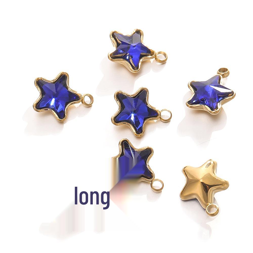 18k Gold-Plated Stainless Steel Star Pendant with Colorful Diamond-Accents - DIY Earring & Bracelet Jewelry Accessories