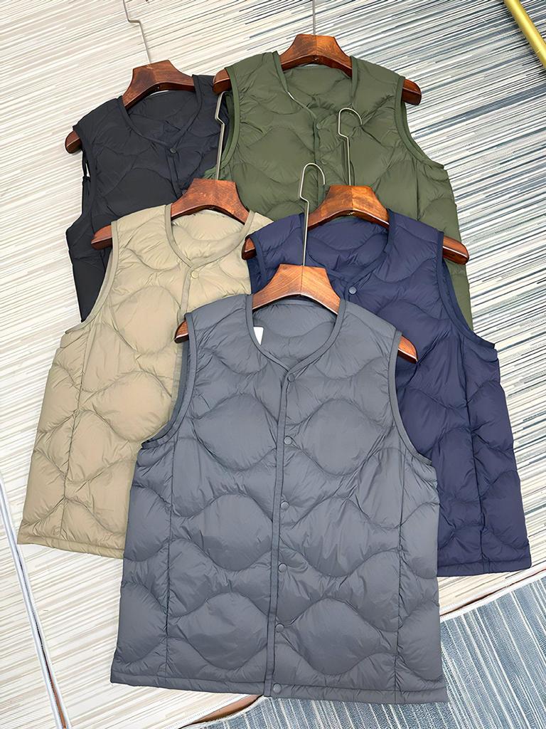 Men's Down V-Neck Sleeveless Vest - 2025 Autumn/Winter White Duck Down Gilet