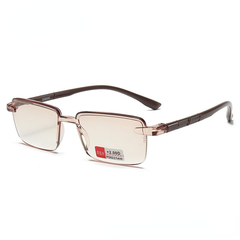 

Очки для чтения с защитой от синего света Мужские деловые очки для пресбиопии Ретро без оправы с обрезанным краем Очки для дальнозоркости Очки для глаз для женщин 4.0