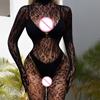 Mesh Transparent Baby Doll Bodystocking Leopard Print Underwear Set Open Crotch Lingerie Women Sexy Backless Cutout Body Bra Set