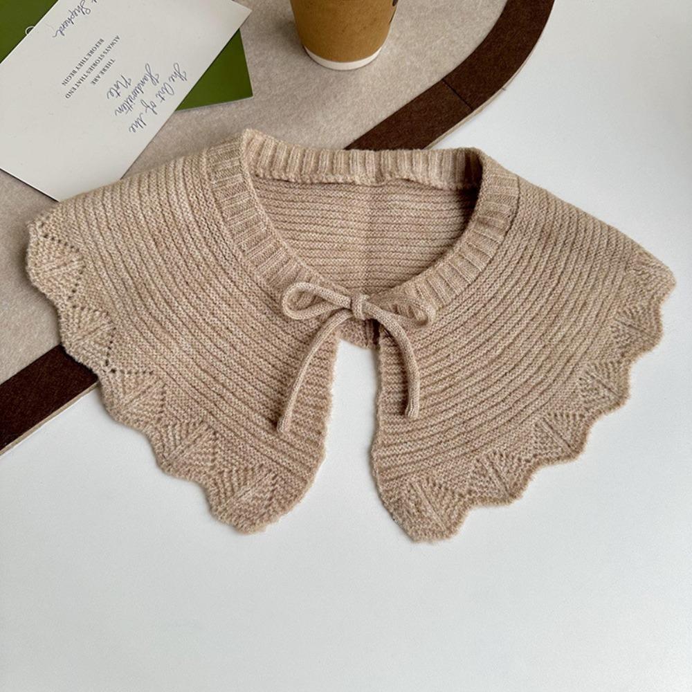 Solid Color Knitting Detachable Collar Laced Up False Collar Decoration Shirt Shawl Wrap