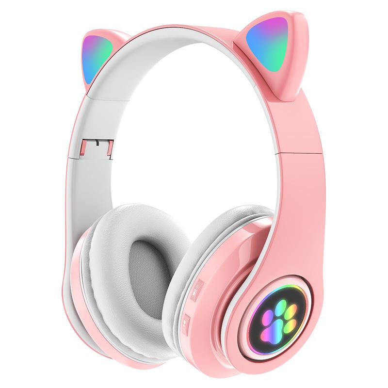 Cat Ear Bluetooth Headset Stereo Sound Luminous LED Wireless Head Mounted E-sports Low Latency