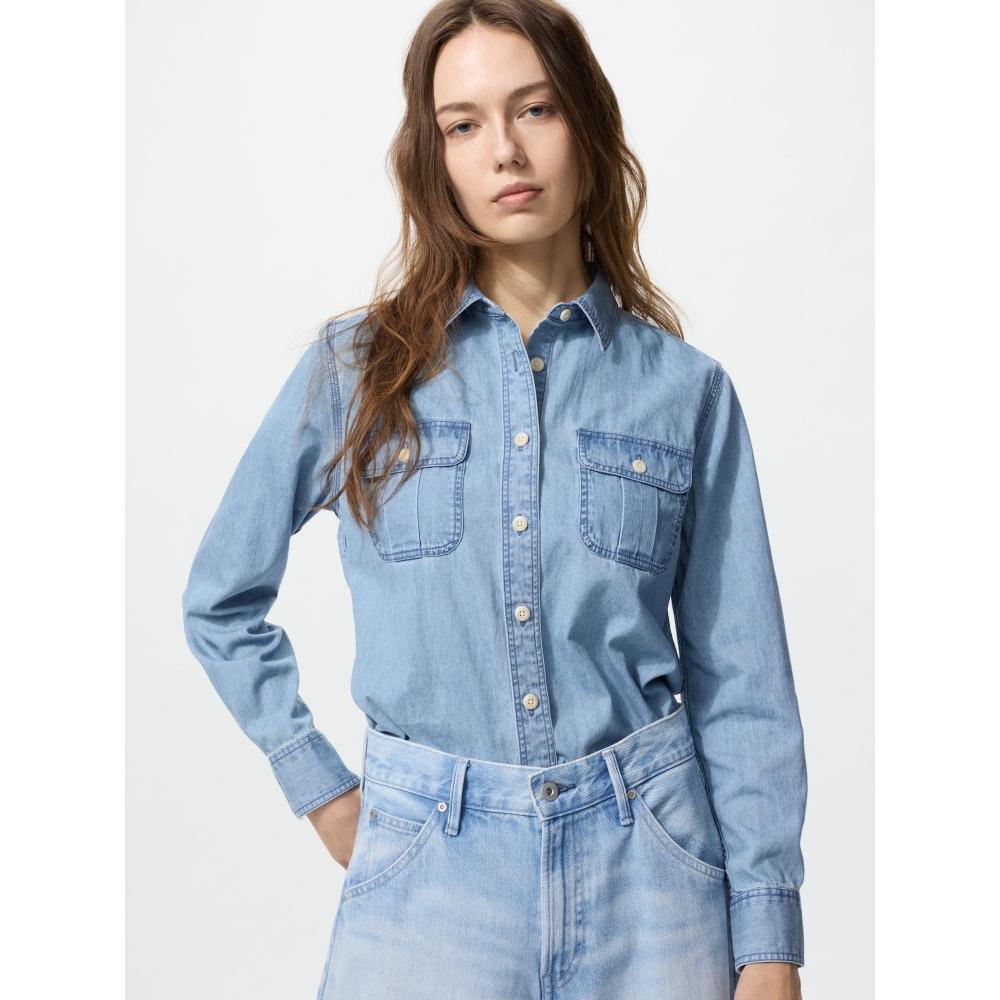 

Uniqlo Джинсовая рабочая рубашка с длинным рукавом 62 BLUE/WOMEN XS