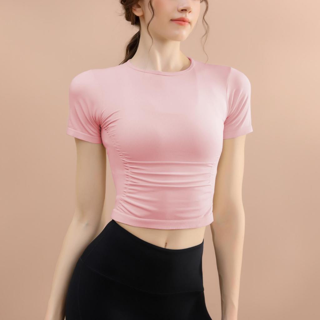 Damen Kurzarm Rundhals Yoga & Fitness Top