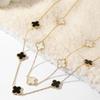 Collier trèfle à quatre feuilles chanceux à cinq fleurs Collier en acier titane Mode fille Chaîne de clavicule simple