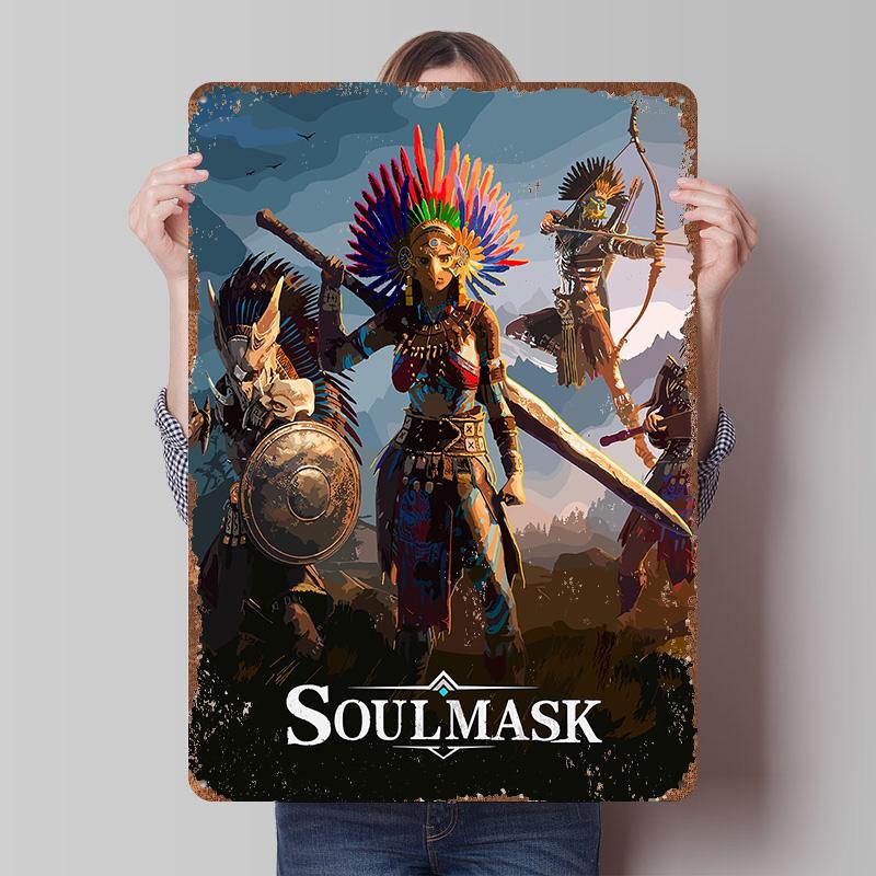 

Soulmask Game Warriors Tin Plaque Poster Customized Wall Art Retro Vintage Metal Signs for Man Cave Coffee Bar Accessories Decor 7.9x11.8In(20x30cm)
