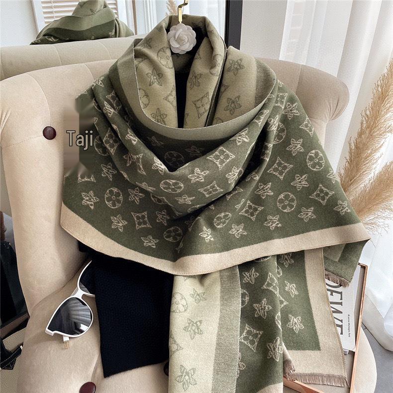 Women's Cashmere Blend Double-Sided Scarf - Autumn/Winter Warm Shawl, Versatile High-End Fashion