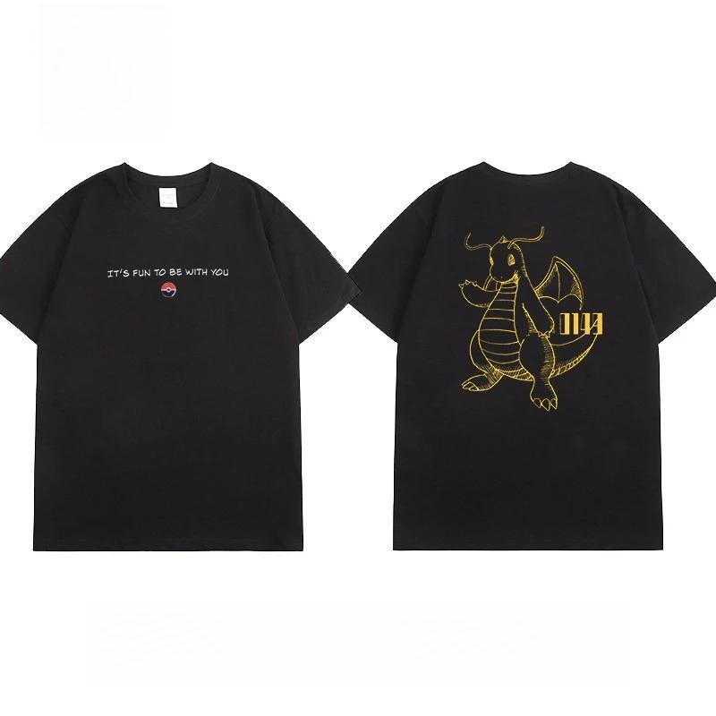 Pokémon Collaboration Tshirt  2026 Summer New Design  Sketch Style  Pikachu Gengar Mewtwo Eevee Short Sleeve Shirt Top