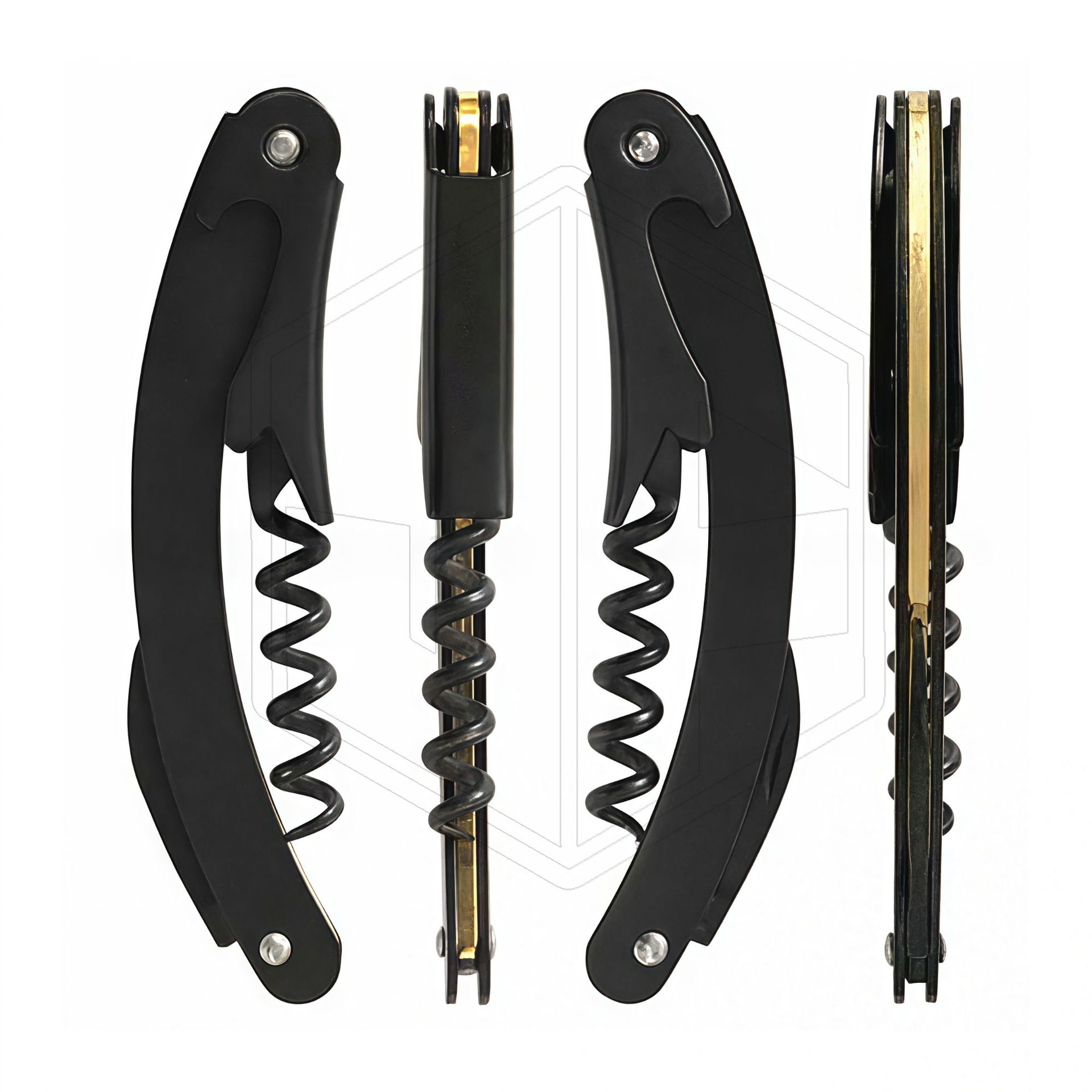 High-end black gold creative seahorse knife red wine corkscrew beer wine opener dual-purpose wine screwdriver portable wine knife folding