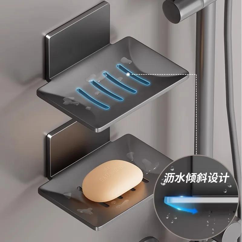Soap dishes wall mounted Bathroom soap holder Punch-free toilet soap box Space aluminum storage rack Bathroom accessories
