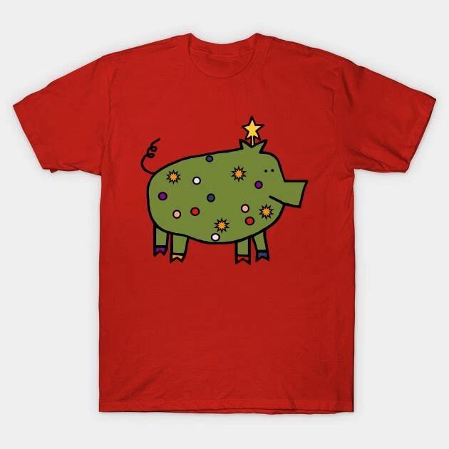 Funny Christmas Tree Pig Made in Australia T-Shirt S