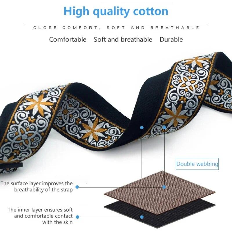 Uniwersalny pasek na ramię do gitary Vintage, regulowany, dżinsowy, bawełniany, do gitary basowej akustyczno-elektrycznej