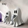 Compact Ghost Statues Halloween Figurine with Drinks, Resin Statue, Cute Spooky Desktop Party Favors Ornament for Tabletop Decorations And Holiday