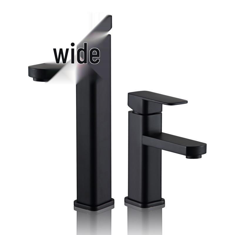 Artistic Basin Faucet: Elevated Single Hole, Dual Temperature Control for Bathroom Sink