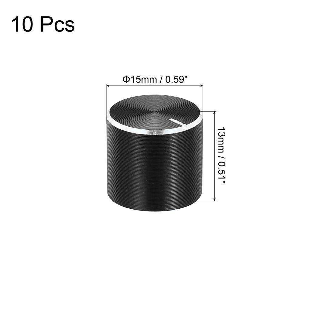 uxcell 10pcs Potentiometer Knobs Null Axis Black Aluminum 6mm Shaft Diameter Rotary Knob 15mm x 13mm Guitar Volume Control Knob