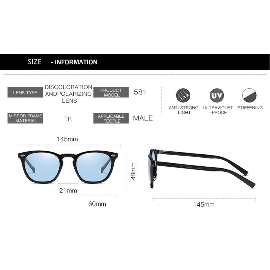 [OUTDOOR & GLASSES] Sunglasses for Men and Women, Polarized, Photochromic, Polarized Lenses, for Driving, Fishing, Boston Style, UV400 Protection,