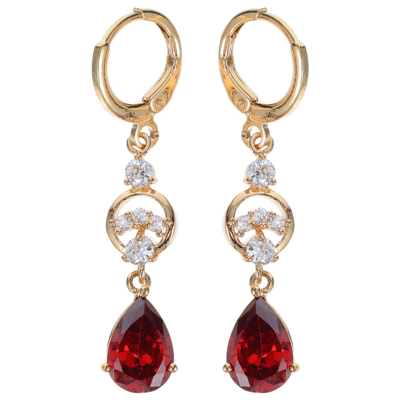 

EXCEART Rhinestone Charm Zircon Drop Earrings Red Metal Earrings Simple Dannii Earrings Party Costume Accessories Ear Jewelry Decoration