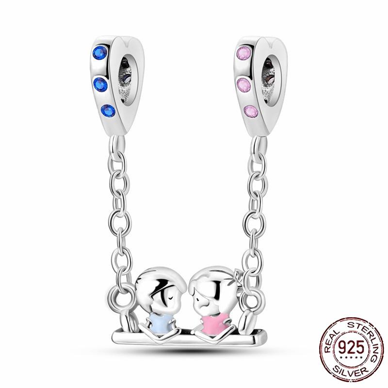 Stříbrný Křišťálový Pavé Bezpečnostní Řetízek Pevný Klip Pramen Přívěsek Vhodný pro Ženy Náramek Stříbrné Šperky Párty Narozeninový Dárek