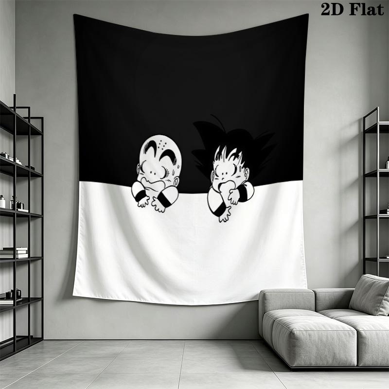 Cute Cartoon Son Goku Wall Tapestry Aesthetic Wall Hanging Printed Fabric Blanket Decorative Tapestries For Bedroom Living Room Home Decor