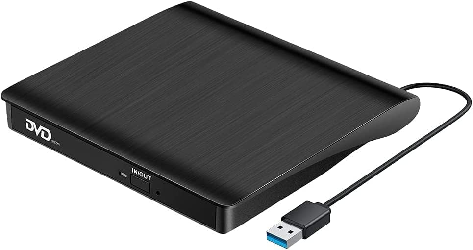 

Parishop External DVD Drive Portable Drive DVD Player Burner Compatible with OS High Speed Quiet Ultra Slim Black USB3.0 CD/DVD Reader/CD Windows/Mac чорний