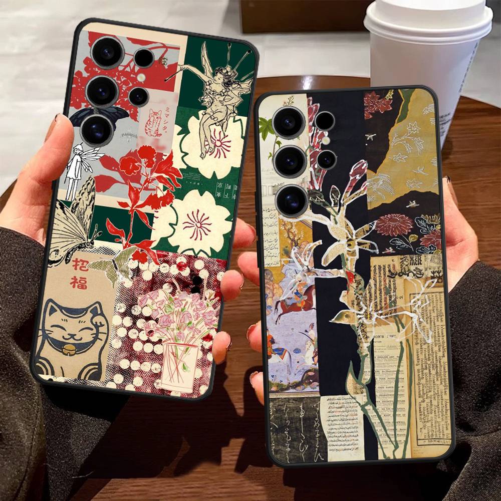 China Chic Mosaic Graffiti Green Rattan Case For Samsung Galaxy Case S25 S23 S22 S21 S30 S20 S10 Ultra Plus FE TPU Soft Cover
